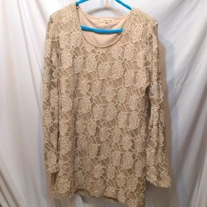 Indigo Soul tan lacy blouse size medium